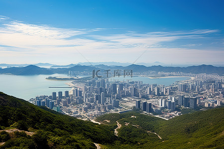 恩静贤山可以鸟瞰韩国城市天际线