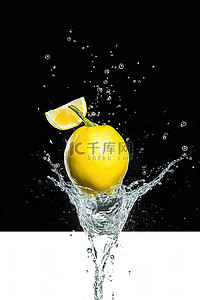 水中柠檬背景图片_即将掉入水中的柠檬