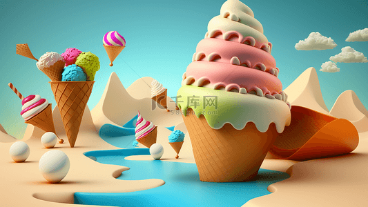 卡通美食简笔画背景图片_夏季雪糕冰淇淋食物