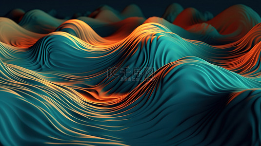 抽象海洋波纹 3d 插图