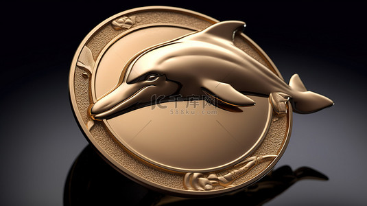 海豚图标 3d 奖牌硬币