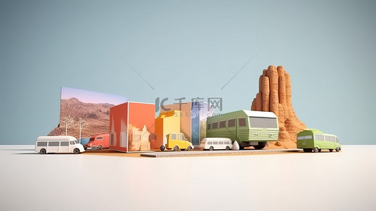 假期宣传背景图片_用令人惊叹的 3D 立方体道路插图宣传您的旅行和假期