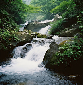 许多瀑布在山间流淌