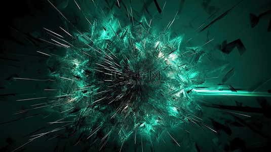 光效光线背景图片_绿蓝色爆炸射线 3d 渲染抽象杰作