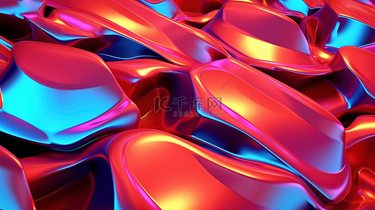 波浪状的背景图片_3D 渲染的抽象表面