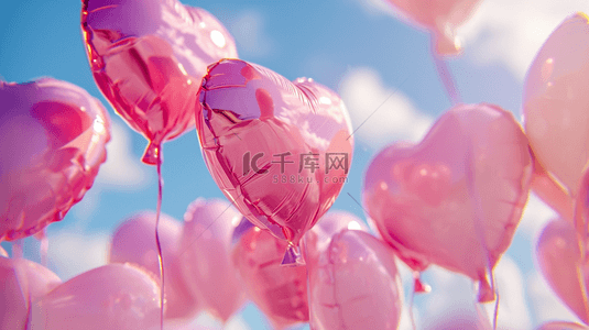 气球图片背景图片_唯美漂亮粉红色儿童爱心氢气球图片22