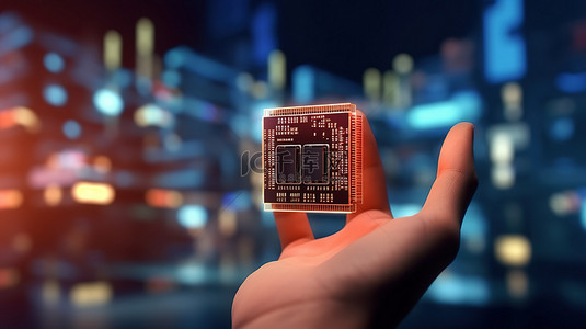 制造工厂中用手掌握的人工智能CPU芯片