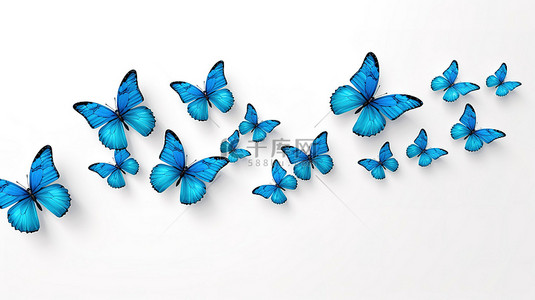 夏季蓝色蝴蝶群起飞