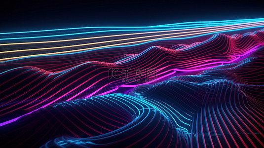 运动高清背景图片_粉红色和蓝色背景上 3D 充满活力的图案的霓虹灯纺织行