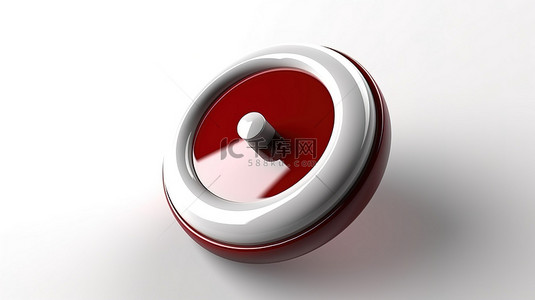 红色和白色按钮的独立 3D 渲染