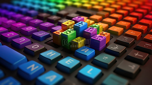 在法庭上背景图片_用多彩多姿的立方体在键盘上进行段落符号的 3D 渲染