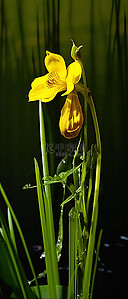 绿草田里的一朵黄色的花