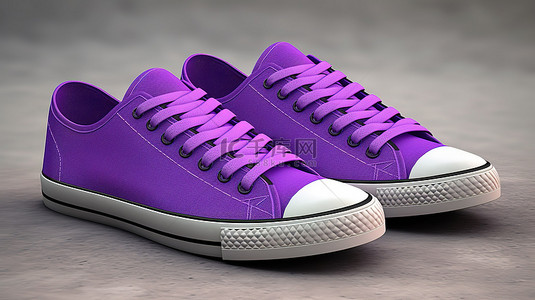 男女背景图片_时尚紫色帆布男女通用运动运动鞋，黑色高底 3d 渲染