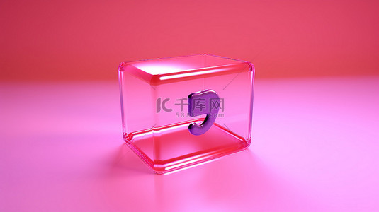 粉红色背景的 3D 插图，带有用于社交媒体通知的玻璃状图标