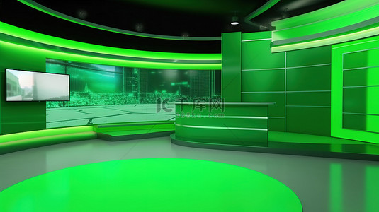 渲染绿背景图片_采用 3D 渲染绿屏技术的沉浸式 3D 电视新闻集