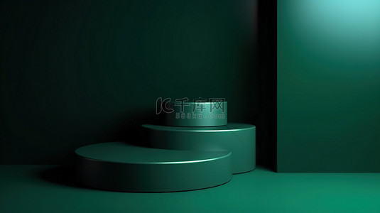翡翠背景图片_翡翠讲台模型非常适合在郁郁葱葱的绿色房间 3d 渲染中展示产品