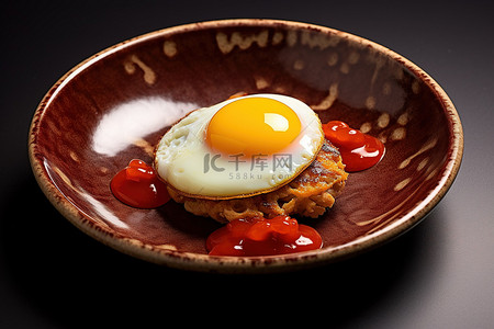 蛋黄背景图片_食物放在蛋黄旁边的红色碗里