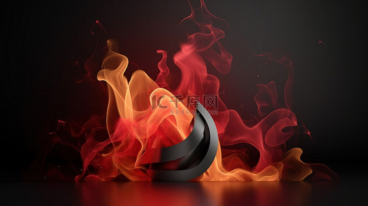 抽象黑色星期五背景与火热的红色和黑色 3D 渲染概念图