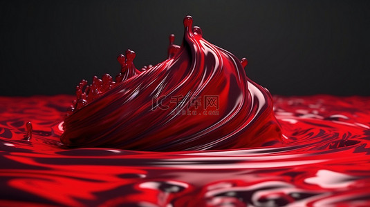 七彩色彩背景图片_极简运动红色液体背景的 3d 渲染