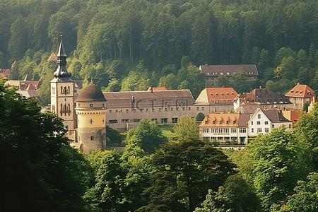 德国背景图片_森林中的德国小镇