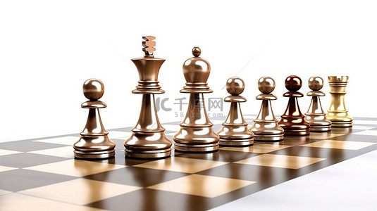 国际象棋王棋子背景图片_3d 渲染的国际象棋王躺在白色棋盘上