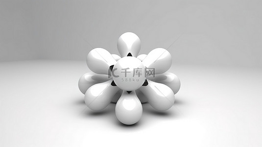 3d 渲染不可能的白色球环，白色背景上具有十字帽形状