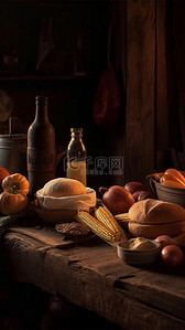 谷类面包背景图片_面包玉米粮食背景