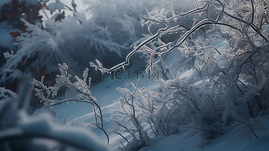 冬天的树枝背景图片_冬天树枝植物结晶