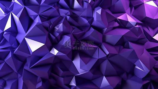 紫色渐变抽象多边形三角形背景的 3d 渲染设计