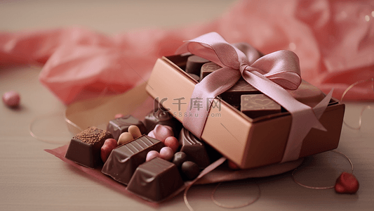 情人节巧克力盒背景图片_巧克力礼物插画背景