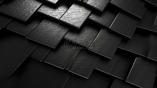 具有碳纤维纹理的方形几何背景的 3d 渲染