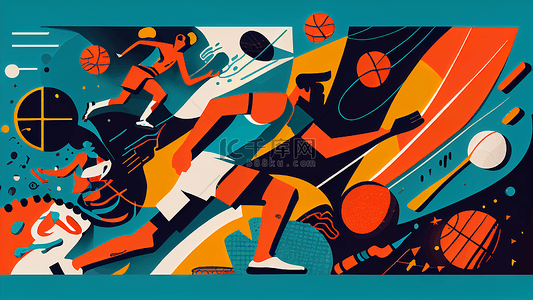 篮球比赛背景海报背景图片_运动员球几何图形平面背景