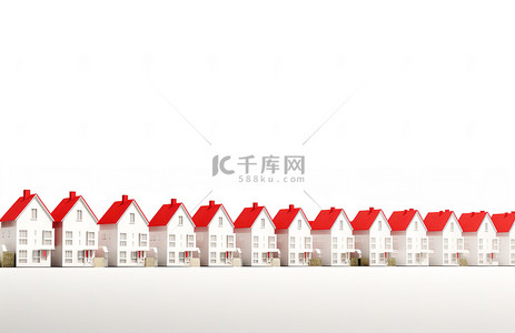 一排红色屋顶的白色房子png