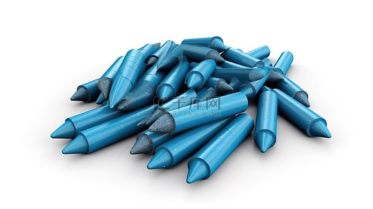 蜡笔元素背景图片_白色背景上青色铅笔和蓝色蜡笔的 3d 插图