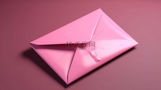 象征性的粉红色信封图标逼真的 3d 渲染