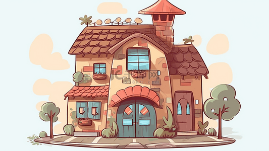 卡通房子可爱小房子儿童画背景