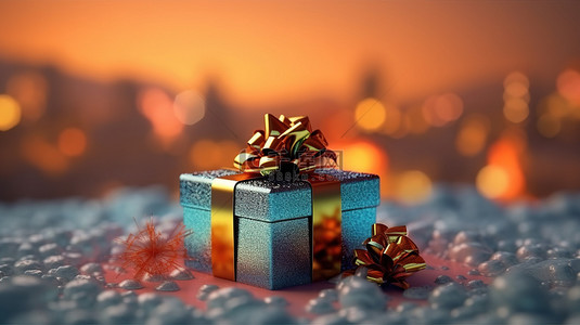 节日圣诞节背景中礼品盒的 3D 插图
