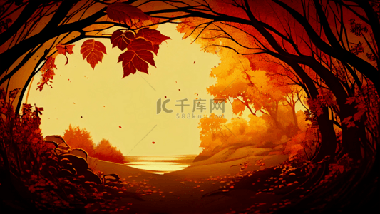 秋天落叶金色背景