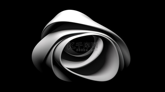 黑色背景强调 3D 渲染的抽象白色形式