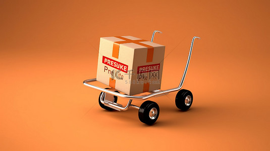 仓库免费背景图片_带有免费送货箱的手推车的 3D 渲染