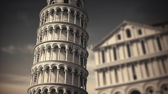 意大利比萨背景图片_3D 比萨斜塔添加您自己的文本空间设计插图