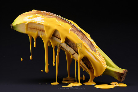 香蕉涂色背景图片_涂满棕色油的切片香蕉