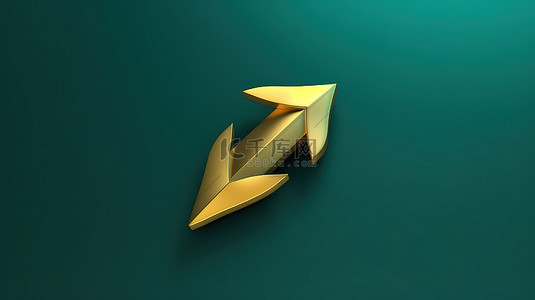 潮水绿色背景上的方向箭头图标 Fortuna 的黄金位置符号 3D 渲染的社交媒体图标