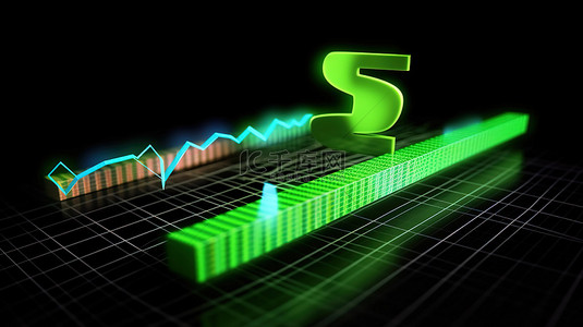 股市符号背景图片_跳跃到利润 3D 商业概念与条形图和美元符号在蹦床上