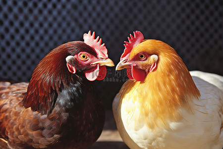 阿胶炖母鸡背景图片_一只鸡蛋鸡和一只母鸡坐在一起