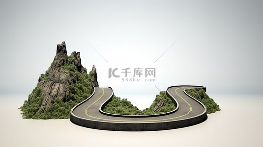 弯曲的公路背景图片_蛇形小路在孤独的弯曲中，在一个不寻常的 3D 景观上