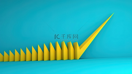 波形图背景图片_黄色背景下蓝色箭头波形图的 3d 渲染