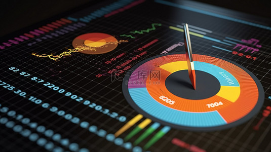 作息规划表背景图片_在线营销中财务报告规划的绣花箭头目标的 3D 渲染插图