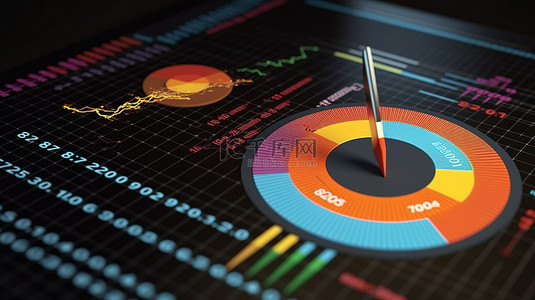 在线营销中财务报告规划的绣花箭头目标的 3D 渲染插图