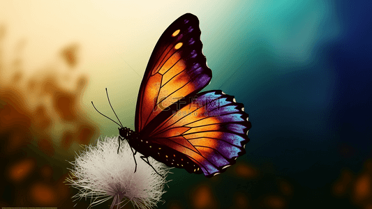 可爱蝴蝶背景图片_花卉植物色彩渐变蝴蝶飞舞广告背景